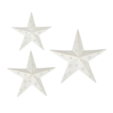 Set of 3 Metal White Stars