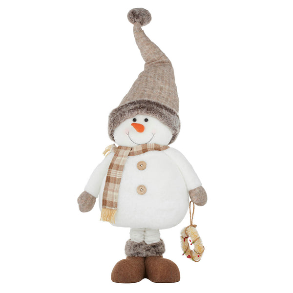 White Fabric Standing Snowman