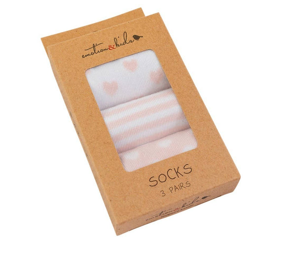Pink Stripes, Spots & Hearts (3 Pack) Socks - Baby/Toddler