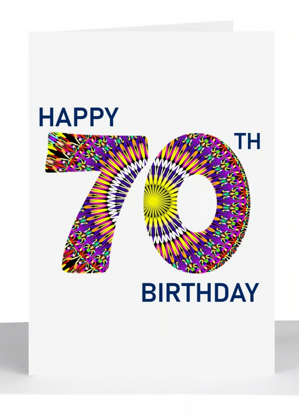 Happy 70th Birthday Greeting Card - Bright