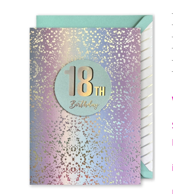Embellished Card: “18th Birthday” Holographic Pattern