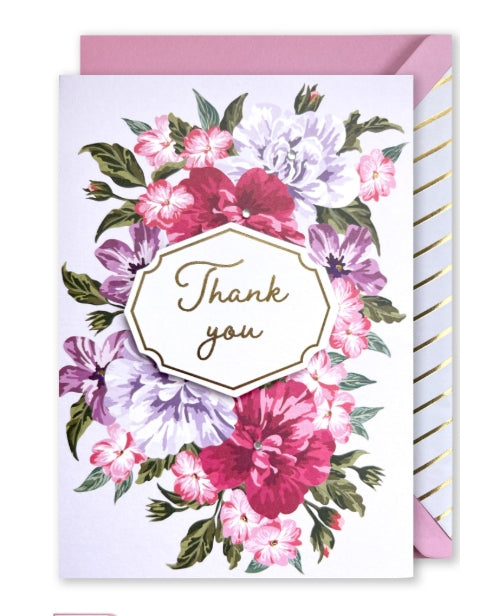 Embellished Card: “Thank you” Flowers