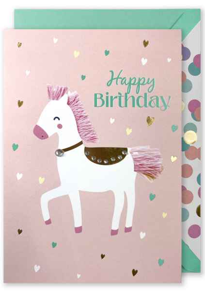 Embellished Card - Happy Birthday - Horse