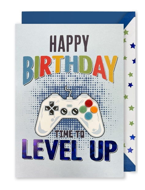 Embellished Card: “Happy Birthday, Time to Level Up” Video Game