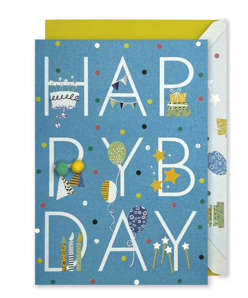 Embellished Vertical Card: “Happy Bday” Balloons & Candles