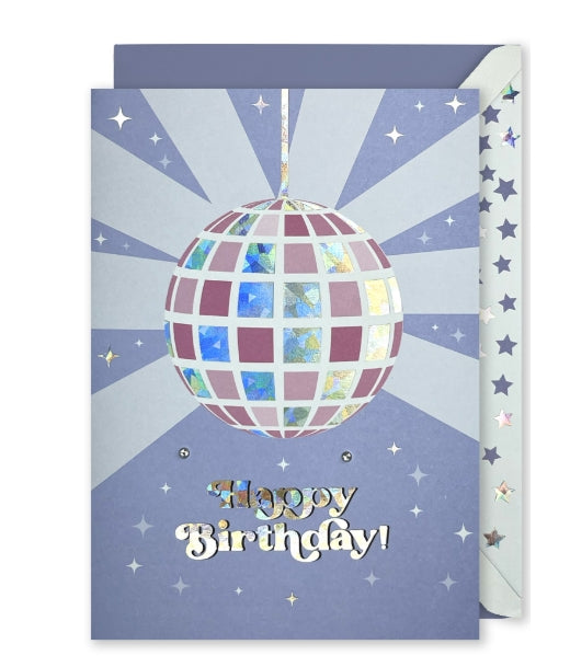 Embellished Vertical Card: “Happy Birthday” Disco Ball