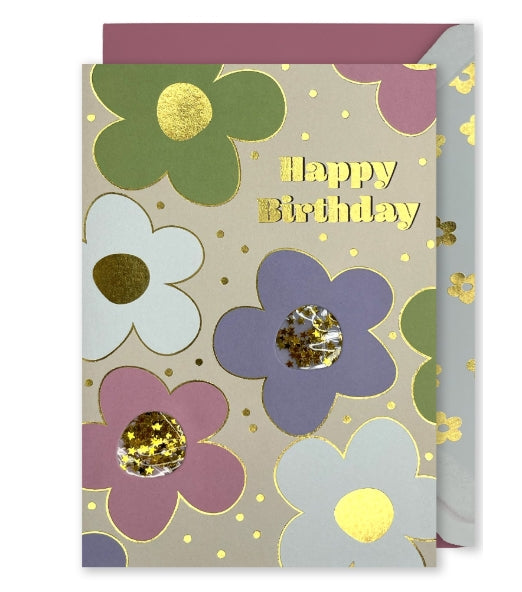 Embellished Vertical Card: Retro flowers