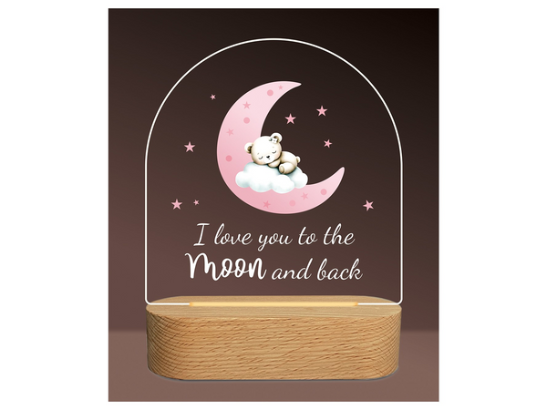 Moon & Back Night Light - Pink