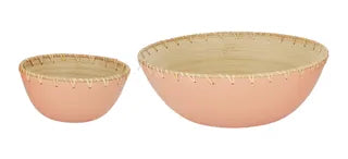 Stitch Rattan Bowl Coral