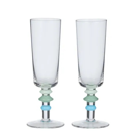 Tori Set of 2 Flute Glass - Blue