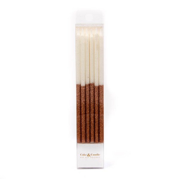 Rose Gold Glitter Dipped Cake Candles
