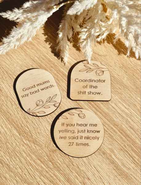 Mum Inspired Wooden Fridge Magnets - 3 Pack