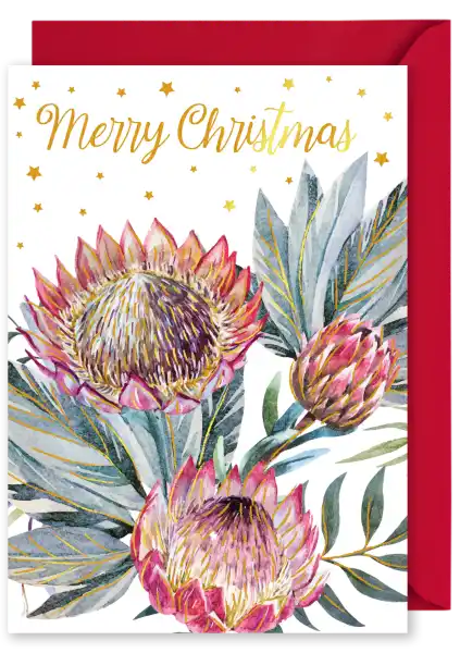 Christmas Card - 'Merry Christmas' Banksia