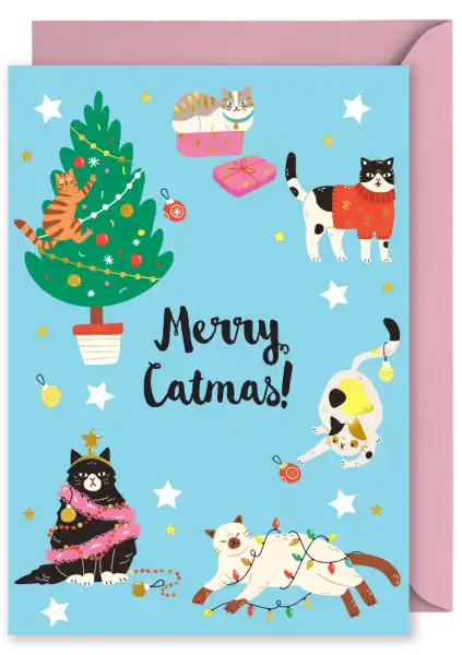 Christmas Card - Merry Christmas Cats