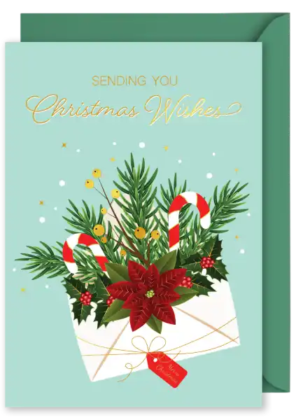 Christmas Card - 'Sending You Christmas Wishes'