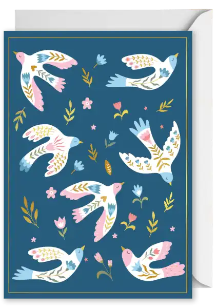 Christmas Card - Patterned Doves