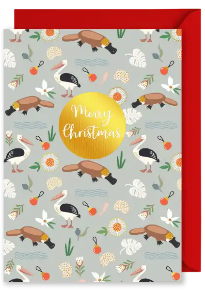 Christmas Card - 'Merry Christmas' Platypus