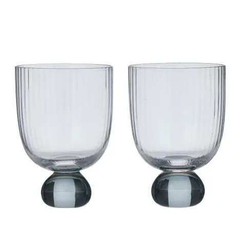 Giselle Set of 2 Seafoam Ribbed Goblet
