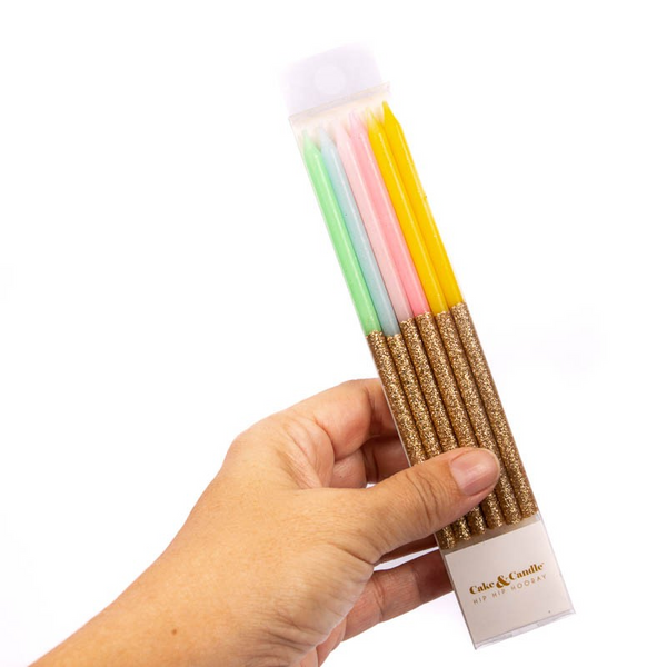 Rainbow Glitter Dipped Cake Candles