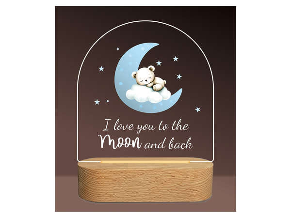 Moon & Back Night Light - Blue