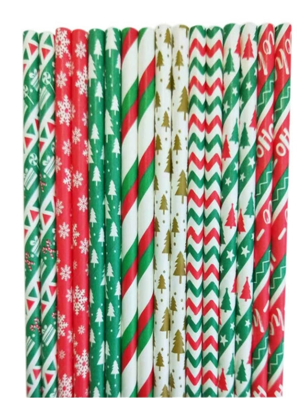 Disposable Paper Christmas Straws