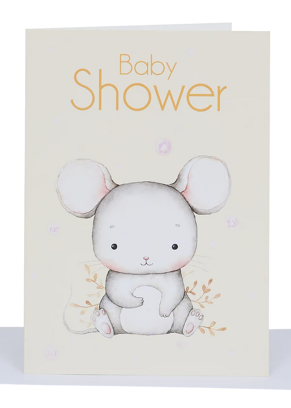 Baby Shower Greeting Card - Baby Mouse & Bubbles