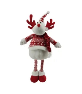 Red and White Reindeer with Extendable Legs