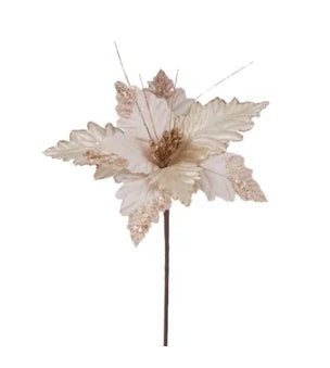 Gold Velvet Poinsettia with Glitter