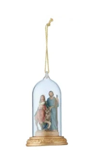 Hanging Gold Nativity Scene in Cloche