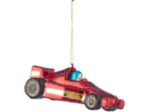 Red Race Car Glass Ornament