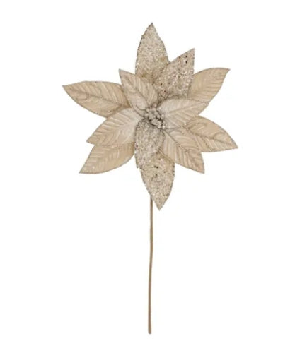 Champagne Jewelled Poinsettia Velvet Stem