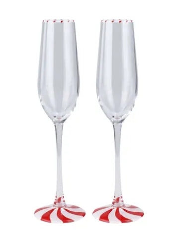 Candy Cane Flute Glasses