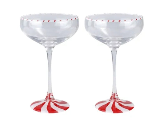 Candy Cane Coupe Glasses