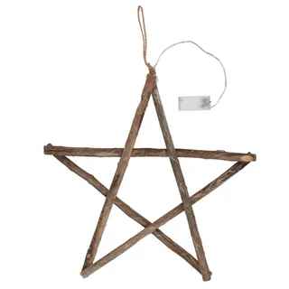 LED Hanging Wood Star 51cm