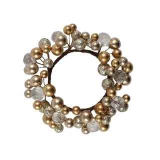 Gold & Clear Beaded Candle Ring