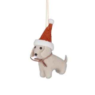 Dog With Santa Hat Christmas Tree Hanger