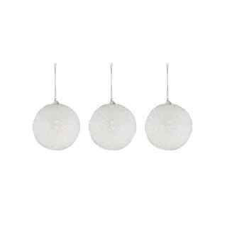 3pck Foam Glitter Bauble - White