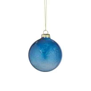 Blue Engraved Glass Bauble