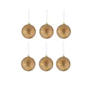 6pce Foam Sugar Finish Bauble - Gold