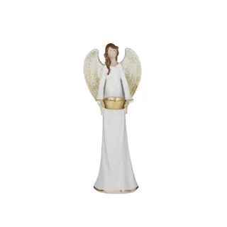 White and Gold Angel Holding Bowl