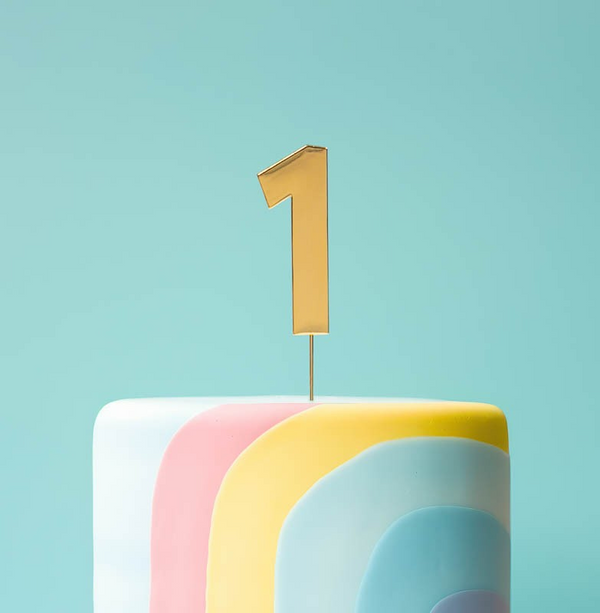 Bold Number Cake Topper - Gold 7cm