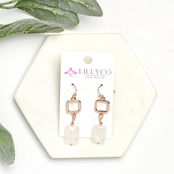 SQUARE CLEAR STONE EARRING