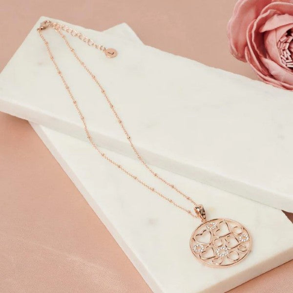 Fine Circle Of Hearts Necklace - Rose Gold