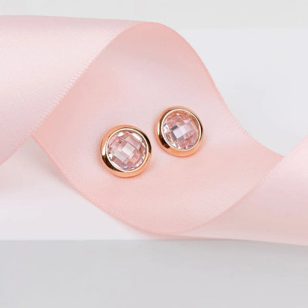 FINE - ROSE GOLD CRYSTAL STUD EARRING**