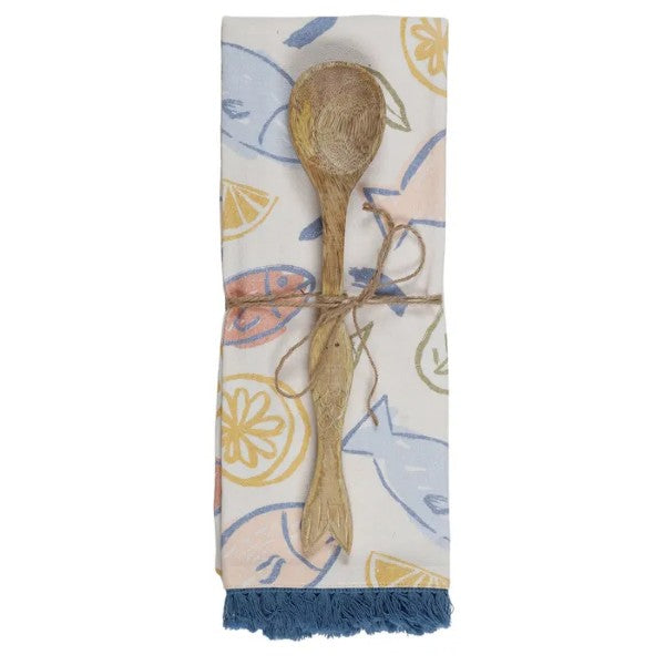 PESCE S/2 TEA TOWEL/SPOON 50X70CM MULTI#