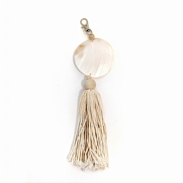 Round Shell with Tassel Keychain