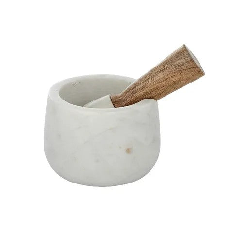 Marble & Wood Mortar & Pestle