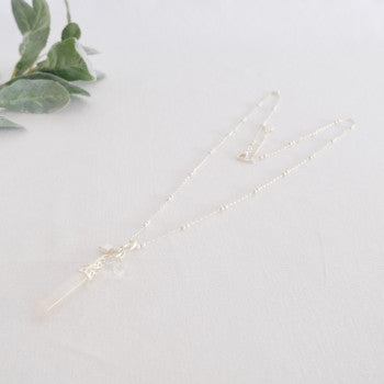 Matte Silver Long Crystal Necklace**