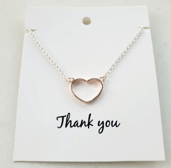 MIXED SILVER & ROSE GOLD HEART NECKLACE**