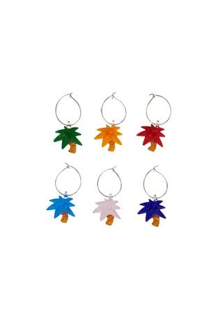 PALM TREE SET OF 6 WINE CHARMS (GIFT BOXED)